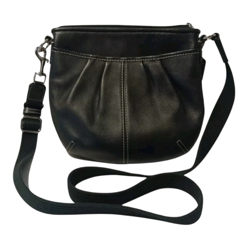 Coach Soho Black Leather Pleated Crossbody Swingpack Bag Women’s EUC